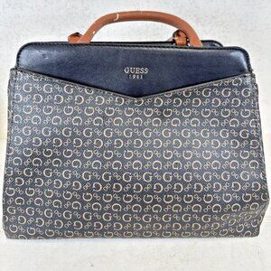 GUESS 1981 Logo Handbag womens Purse Brown Bag flaws on handles see photos